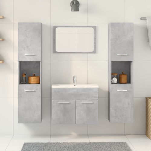 Ensemble de meubles de salle de bain 4 pcs gris béton - Photo n°3; ?>