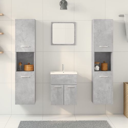 Ensemble de meubles de salle de bain 4 pcs gris béton - Photo n°3; ?>