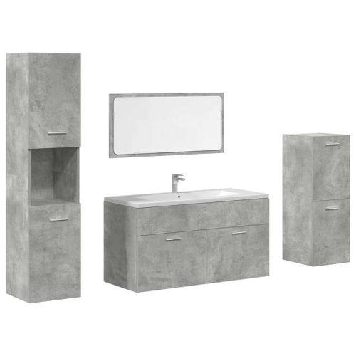 Ensemble de meubles de salle de bain 4 pcs gris béton - Photo n°2; ?>