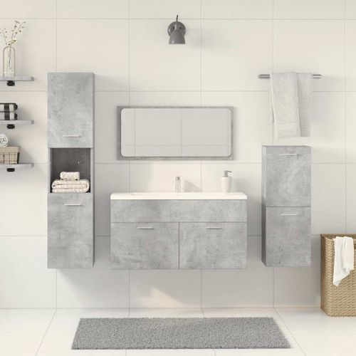 Ensemble de meubles de salle de bain 4 pcs gris béton - Photo n°3; ?>