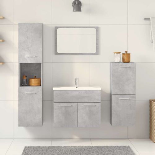 Ensemble de meubles de salle de bain 4 pcs gris béton - Photo n°3; ?>