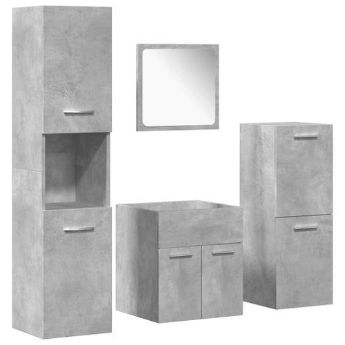 Ensemble de meubles de salle de bain 4 pcs gris béton - Photo n°2; ?>