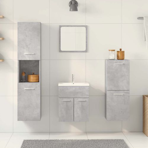 Ensemble de meubles de salle de bain 4 pcs gris béton - Photo n°3; ?>