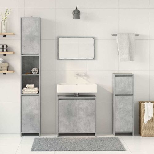 Ensemble de meubles de salle de bain 4 pcs gris béton - Photo n°3; ?>