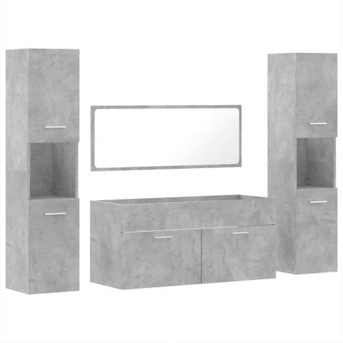 Ensemble de meubles de salle de bain 4 pcs gris béton - Photo n°2; ?>