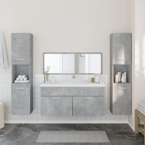 Ensemble de meubles de salle de bain 4 pcs gris béton - Photo n°3; ?>