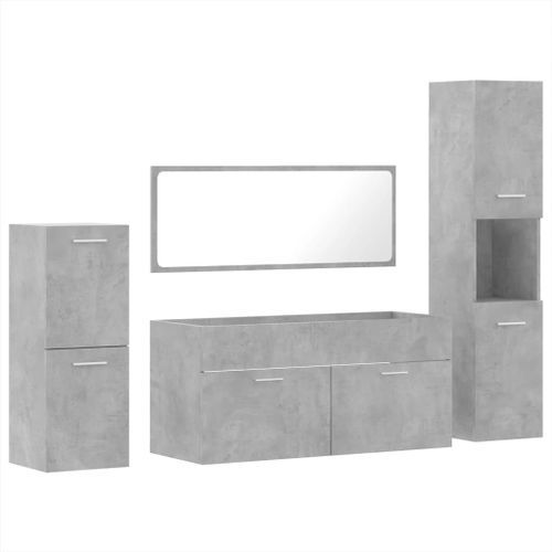 Ensemble de meubles de salle de bain 4 pcs gris béton - Photo n°2; ?>