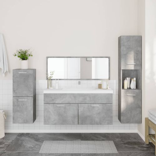 Ensemble de meubles de salle de bain 4 pcs gris béton - Photo n°3; ?>