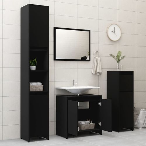 Ensemble de meubles de salle de bain 4 pcs Noir 3 - Photo n°3; ?>