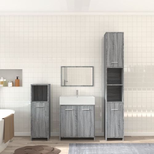 Ensemble de meubles de salle de bain 4 pcs Sonoma gris - Photo n°2; ?>