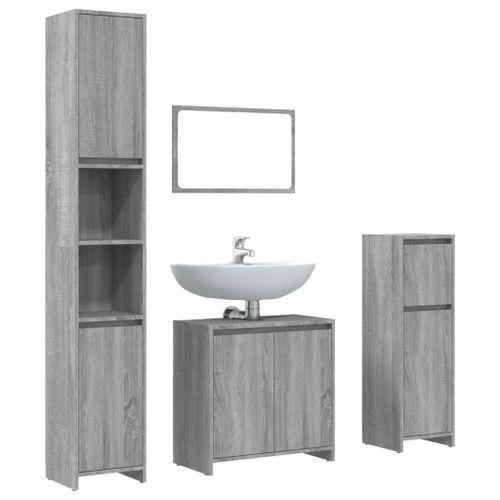 Ensemble de meubles de salle de bain 4 pcs Sonoma gris - Photo n°2; ?>