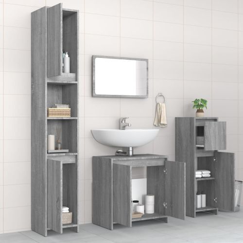 Ensemble de meubles de salle de bain 4 pcs Sonoma gris - Photo n°3; ?>