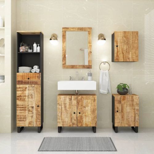 Ensemble de meubles de salle de bain 5 pcs bois manguier massif - Photo n°2; ?>