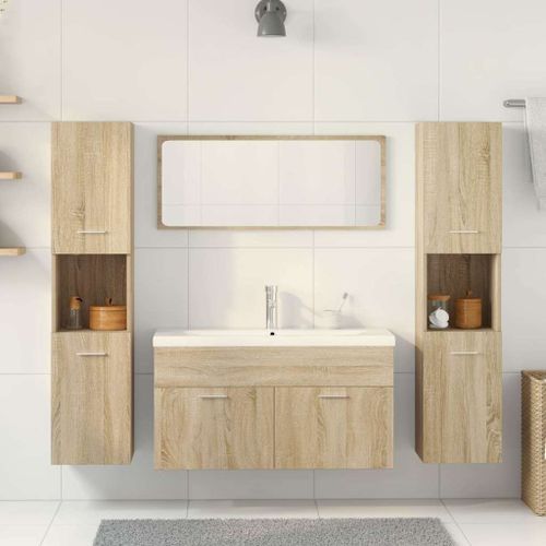 Ensemble de meubles de salle de bain 5 pcs chêne sonoma - Photo n°3; ?>