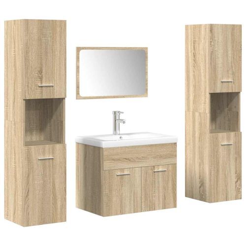 Ensemble de meubles de salle de bain 5 pcs chêne sonoma - Photo n°2; ?>