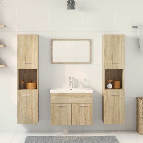 Ensemble de meubles de salle de bain 5 pcs chêne sonoma - Photo n°3; ?>