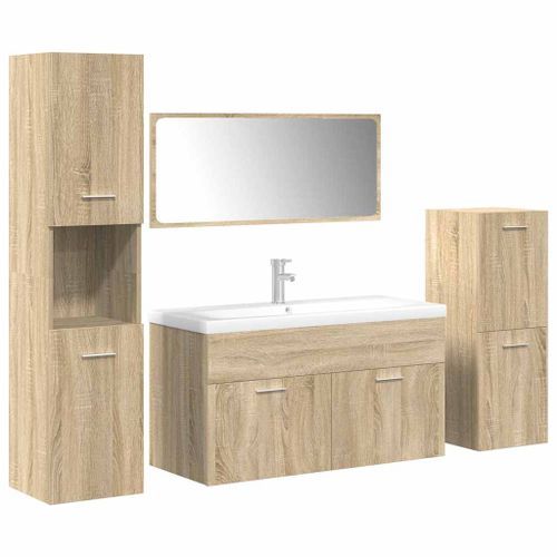 Ensemble de meubles de salle de bain 5 pcs chêne sonoma - Photo n°2; ?>