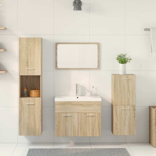 Ensemble de meubles de salle de bain 5 pcs chêne sonoma - Photo n°3; ?>