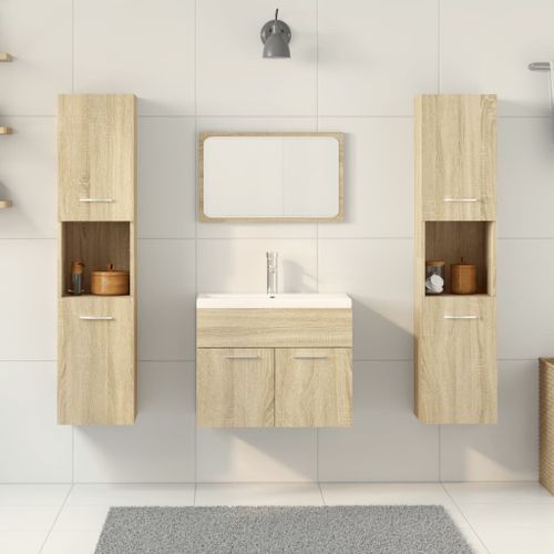 Ensemble de meubles de salle de bain 5 pcs chêne sonoma - Photo n°3; ?>