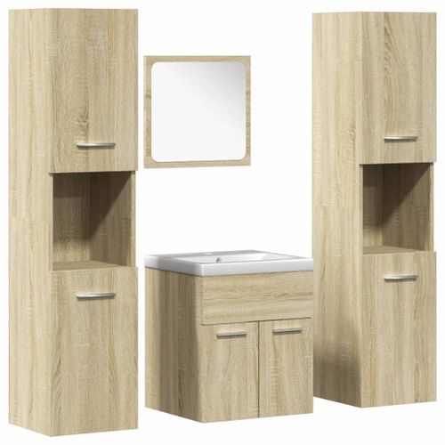 Ensemble de meubles de salle de bain 5 pcs chêne sonoma - Photo n°2; ?>