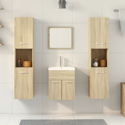 Ensemble de meubles de salle de bain 5 pcs chêne sonoma - Photo n°3; ?>