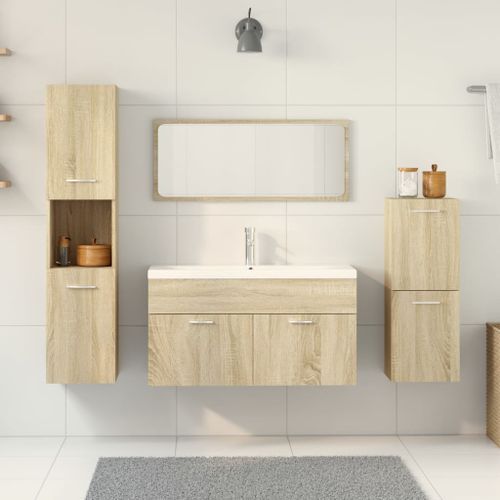 Ensemble de meubles de salle de bain 5 pcs chêne sonoma - Photo n°3; ?>