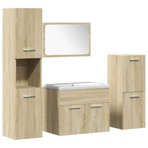 Ensemble de meubles de salle de bain 5 pcs chêne sonoma - Photo n°2; ?>