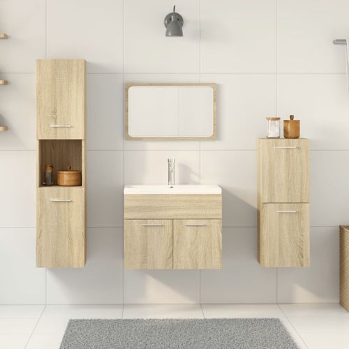 Ensemble de meubles de salle de bain 5 pcs chêne sonoma - Photo n°3; ?>