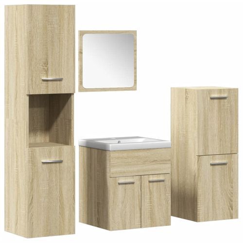 Ensemble de meubles de salle de bain 5 pcs chêne sonoma - Photo n°2; ?>