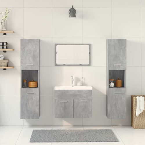 Ensemble de meubles de salle de bain 5 pcs gris béton - Photo n°3; ?>