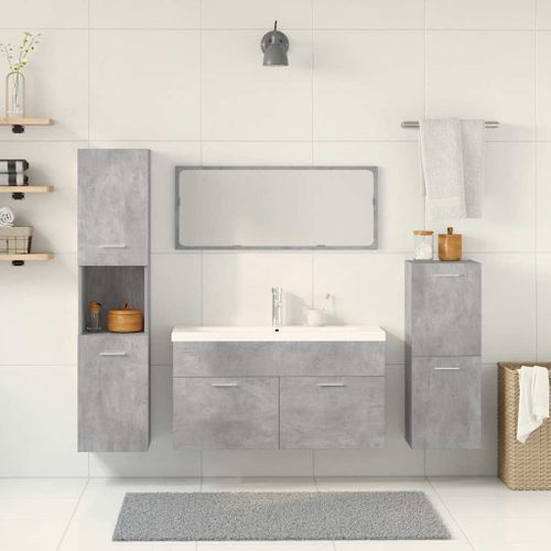 Ensemble de meubles de salle de bain 5 pcs gris béton - Photo n°2; ?>