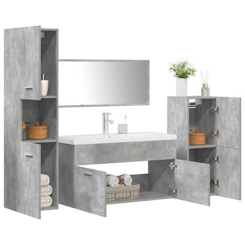 Ensemble de meubles de salle de bain 5 pcs gris béton - Photo n°3; ?>