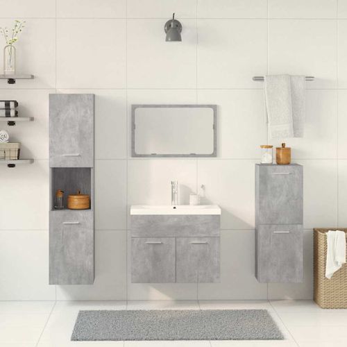 Ensemble de meubles de salle de bain 5 pcs gris béton - Photo n°2; ?>