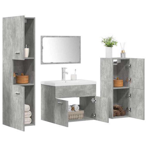 Ensemble de meubles de salle de bain 5 pcs gris béton - Photo n°3; ?>