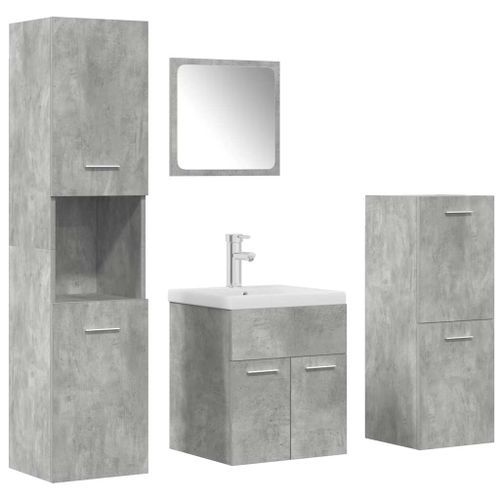 Ensemble de meubles de salle de bain 5 pcs gris béton - Photo n°2; ?>