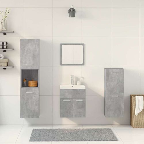 Ensemble de meubles de salle de bain 5 pcs gris béton - Photo n°3; ?>