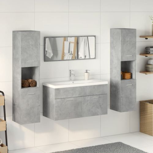 Ensemble de meubles de salle de bain 5 pcs gris béton - Photo n°3; ?>