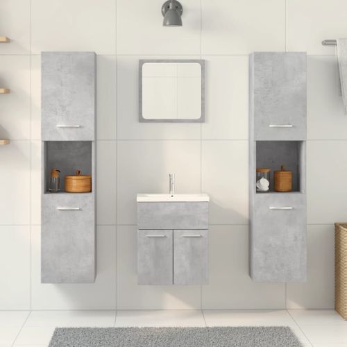 Ensemble de meubles de salle de bain 5 pcs gris béton - Photo n°3; ?>