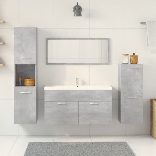 Ensemble de meubles de salle de bain 5 pcs gris béton - Photo n°3; ?>