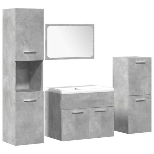 Ensemble de meubles de salle de bain 5 pcs gris béton - Photo n°2; ?>