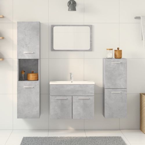 Ensemble de meubles de salle de bain 5 pcs gris béton - Photo n°3; ?>