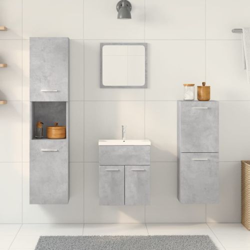 Ensemble de meubles de salle de bain 5 pcs gris béton - Photo n°3; ?>