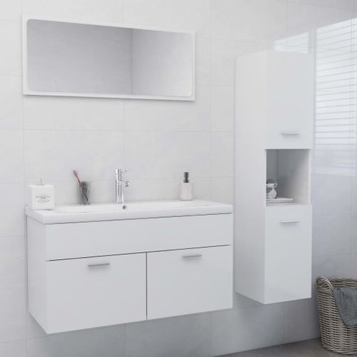 Ensemble de meubles de salle de bain Blanc brillant 49 - Photo n°2; ?>