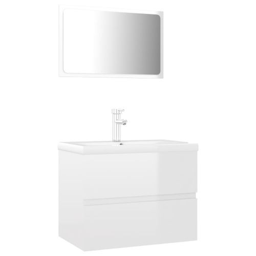 Ensemble de meubles de salle de bain Blanc brillant 71 - Photo n°2; ?>