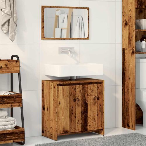 Ensemble de meubles salle de bain 2 pcs bois d'ingénierie - Photo n°3; ?>