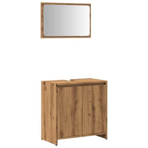 Ensemble de meubles salle de bain 2 pcs bois d'ingénierie - Photo n°2; ?>