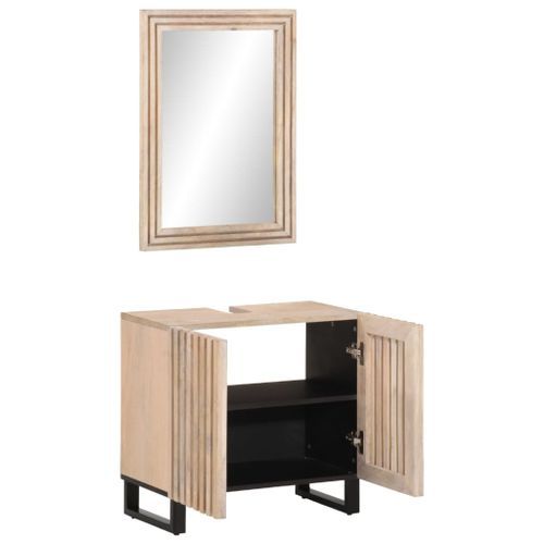 Ensemble de meubles salle de bain 2 pcs bois de manguier massif - Photo n°2; ?>