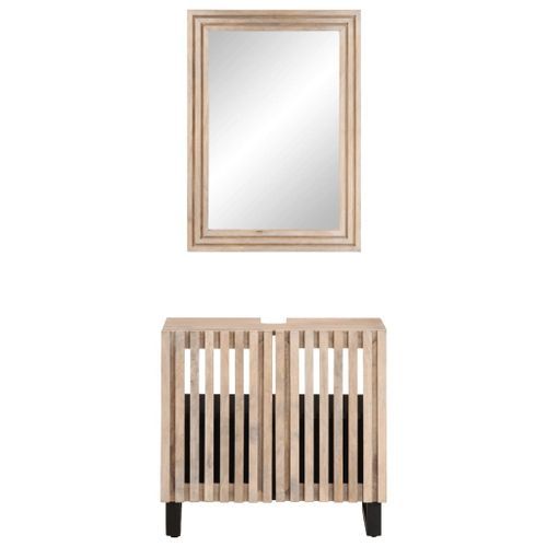 Ensemble de meubles salle de bain 2 pcs bois de manguier massif - Photo n°3; ?>