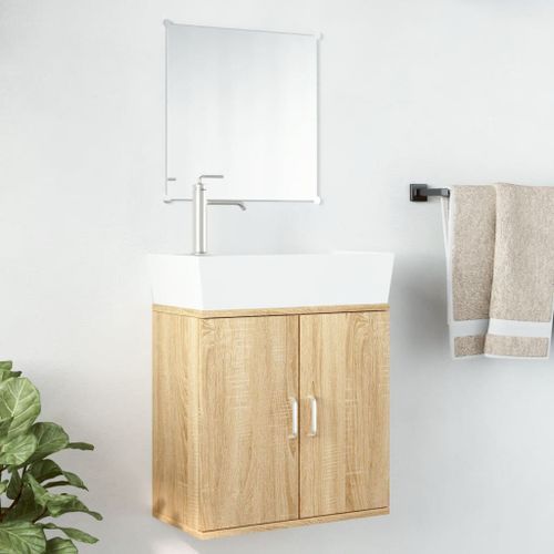 Ensemble de meubles salle de bain 2 pcs chêne bois d'ingénierie - Photo n°2; ?>