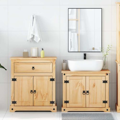 Ensemble de meubles salle de bain 2 pcs Corona bois pin massif - Photo n°3; ?>